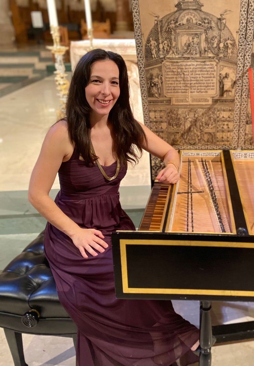 Alexandra sitting at Harpsichord