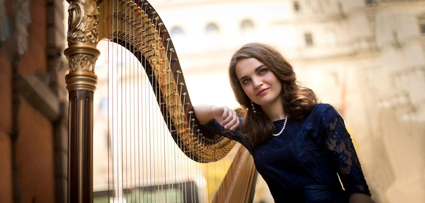 Rachel O'Brien outside with Harp